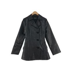 〇〇 Leilian レリアン レディース ハーフコート クロコダイル柄 サイズ11 ブラック Bランク