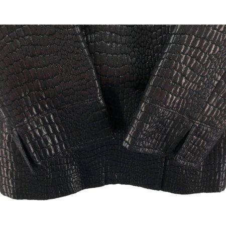  Leilian レリアン レディース ハーフコート クロコダイル柄 サイズ11 ブラック