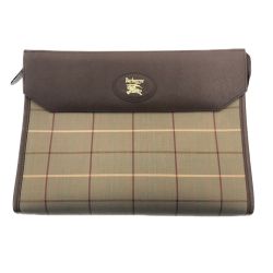 〇〇 BURBERRY バーバリー スモークドチェック セカンドバック クラッチバック ブラウン Bランク