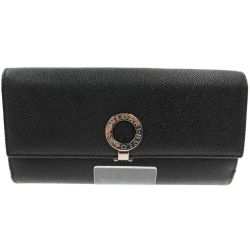 〇〇 BVLGARI ブルガリ ブルガリ Wホック長財布 シルバー金具 30416 ブラック Cランク