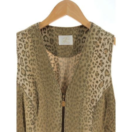  ITALIYA イタリヤ 伊太利屋 レディース セットアップ アニマル柄 ベスト×ボトム サイズ9 カーキ