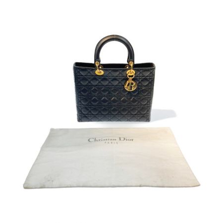  Christian Dior クリスチャンディオール レディディオール カナージュ ラージサイズ ハンドバッグ ブラック