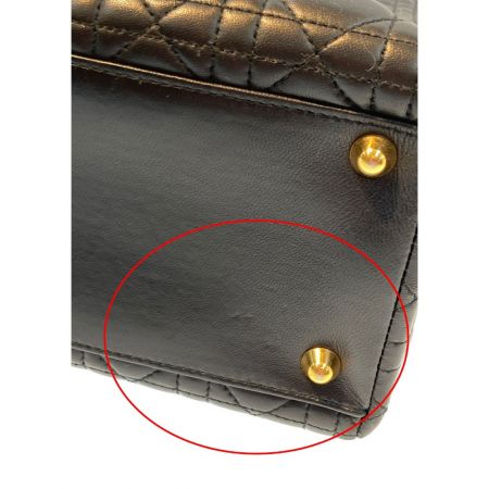  Christian Dior クリスチャンディオール レディディオール カナージュ ラージサイズ ハンドバッグ ブラック