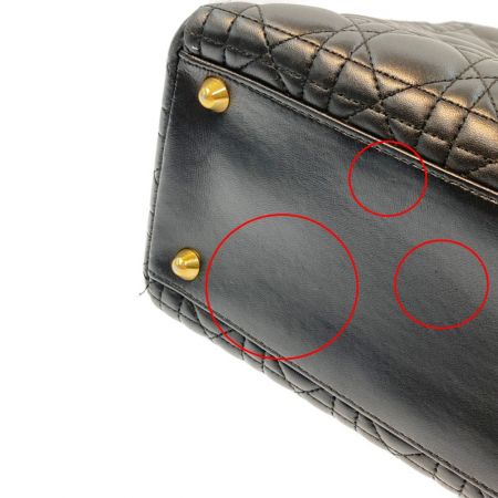  Christian Dior クリスチャンディオール レディディオール カナージュ ラージサイズ ハンドバッグ ブラック