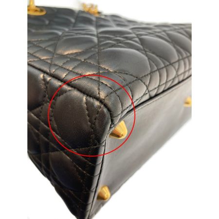  Christian Dior クリスチャンディオール レディディオール カナージュ ラージサイズ ハンドバッグ ブラック