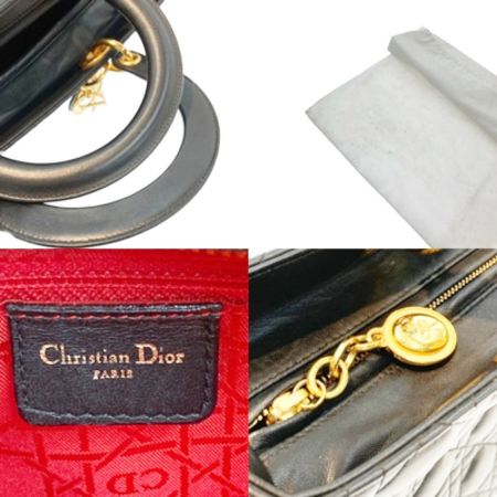 Christian Dior クリスチャンディオール レディディオール カナージュ ラージサイズ ハンドバッグ ブラック