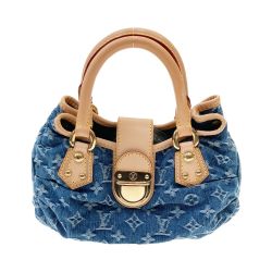 〇〇 LOUIS VUITTON ルイヴィトン モノグラムデニム プリーティ ハンドバッグ M95020 ブルー Aランク