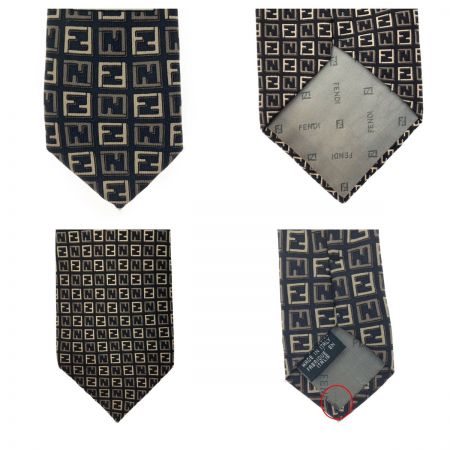  FENDI フェンディ ズッキーノ柄 ネクタイ ブラウン