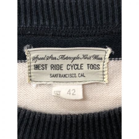  WEST RIDE ウエストライド メンズ カットソー 半袖 サイズ42 ホワイト×ブラック