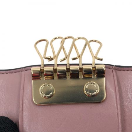  COACH コーチ 5連 キーケース フローラルプリント ファイブリング  C0379 ホワイト x ピンク