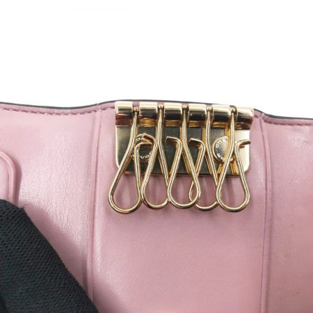  COACH コーチ 5連 キーケース フローラルプリント ファイブリング  C0379 ホワイト x ピンク