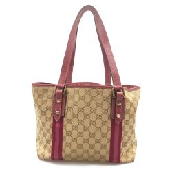 〇〇 GUCCI グッチ GGキャンバス トート バッグ 002404 ピンク Bランク