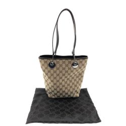 〇〇 GUCCI グッチ GGキャンバス トートバッグ 120840 ブラウン x ベージュ Bランク
