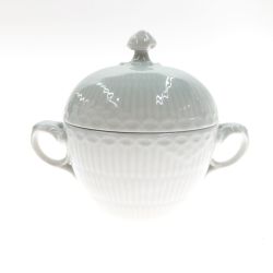 〇〇 ROYAL COPENHAGEN ロイヤル・コペンハーゲン ホワイト フルーテッド ハーフレース シュガー シュガーポット Bランク