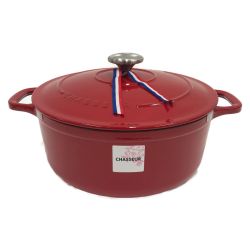 〇〇 CHASSEUR シャスール サブライム ラウンド キャセロール 24cm 4.0L 両手鍋 CH472403RD レッド 未使用品 Sランク