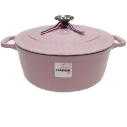 〇〇 CHASSEUR シャスール サブライム ラウンド キャセロール 24cm 4.0L 両手鍋 CH472410PK ピンク 未使用品 Sランク