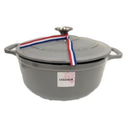 〇〇 CHASSEUR シャスール サブライム ラウンド キャセロール 24cm 4.0L 両手鍋 CH4724156GY グレー 未使用品 Sランク
