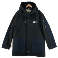 〇〇 TOMMY HILFIGER トミーヒルフィガー メンズ ジャケット 2 in 1 フーデッドブルゾン サイズS MW21229 ブラック×ネイビー Aランク