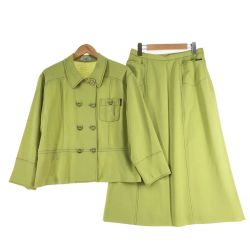 〇〇 Leilian レリアン レディース スーツ サイズ11号・13号 Wボタン 黄緑 Bランク