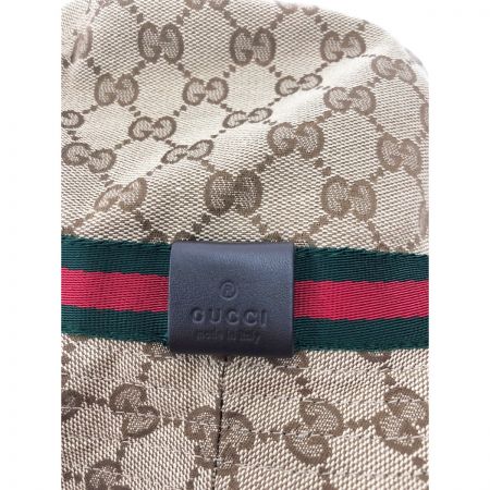  GUCCI グッチ GGキャンバス シェリーライン ハット 帽子 表記サイズ M ベージュ x レッド x グリーン