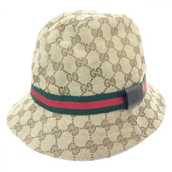 GUCCI グッチ GGキャンバス シェリーライン ハット 帽子 表記サイズ M ベージュ x レッド x グリーン｜中古｜なんでもリサイクルビッグバン