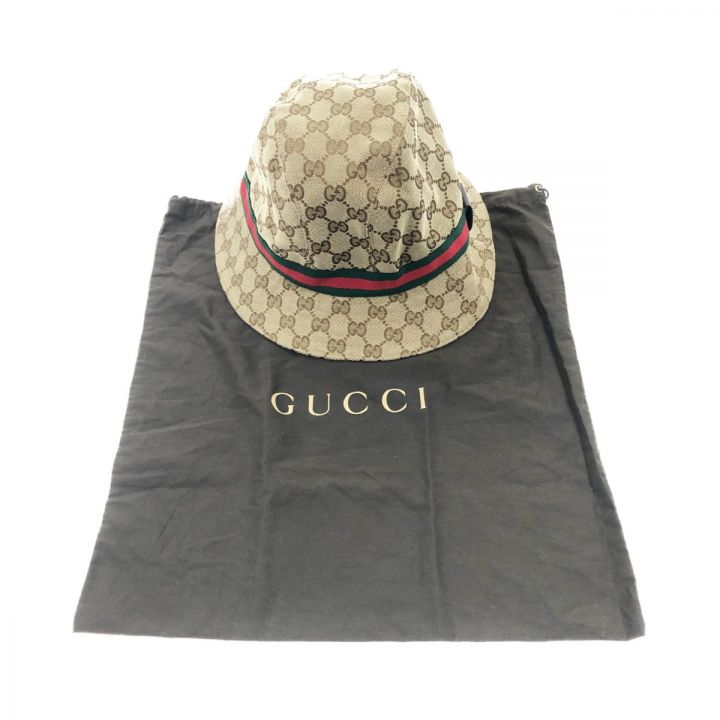 GUCCI グッチ GGキャンバス シェリーライン ハット 帽子 表記サイズ M ベージュ x レッド x グリーン｜中古｜なんでもリサイクルビッグバン