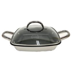 〇〇 Meyer マイヤー スクエアグリルパン グリルプレス ガラス蓋 SC33-GP24F シルバー Sランク