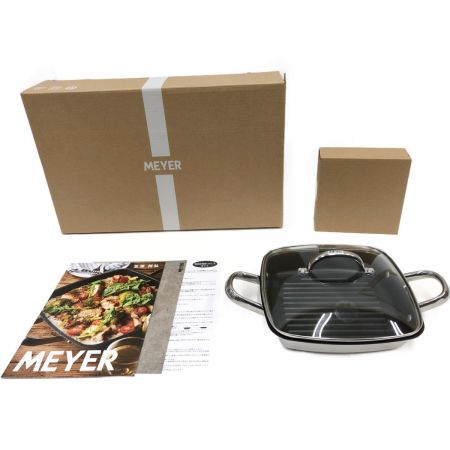  Meyer マイヤー スクエアグリルパン グリルプレス ガラス蓋 SC33-GP24F シルバー
