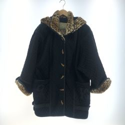 〇〇 ITALIYA イタリヤ レディース コート サイズ11 ブラック×ヒョウ柄 Aランク