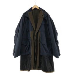 〇〇 sacai メンズ ジャケット SOLID SHRIVEL COAT リバーシブルコート サイズ2 20-02385M ネイビー×カーキ Bランク