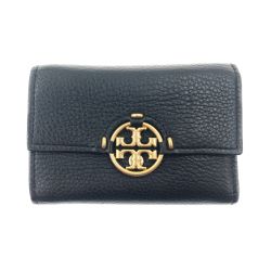 〇〇 TORY BURCH トリーバーチ ミラー ミディアム フラップウォレット 三つ折り財布 ブラック Bランク