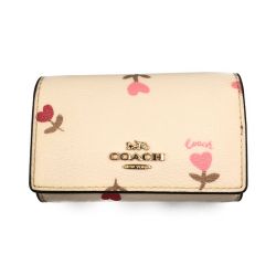 〇〇 COACH コーチ ハート フローラル プリント 花柄 5連 キーケース C3303 ホワイト Cランク