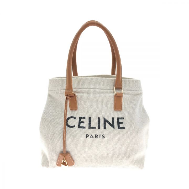 CELINE セリーヌ ホリゾンタル カバ トートバッグ キャンバス レザー ホワイト｜中古｜なんでもリサイクルビッグバン