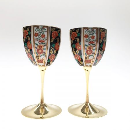  古伊万里 ペアワイングラス セラミック藍