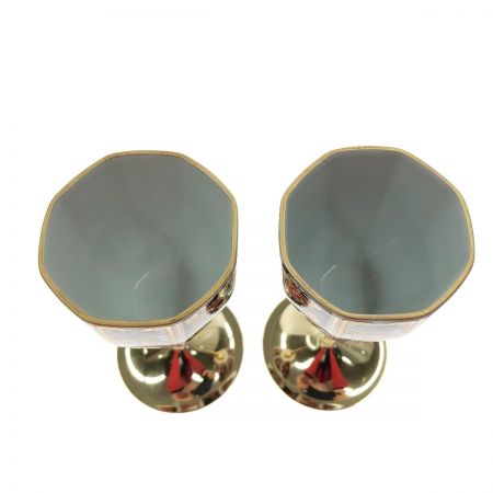  古伊万里 ペアワイングラス セラミック藍