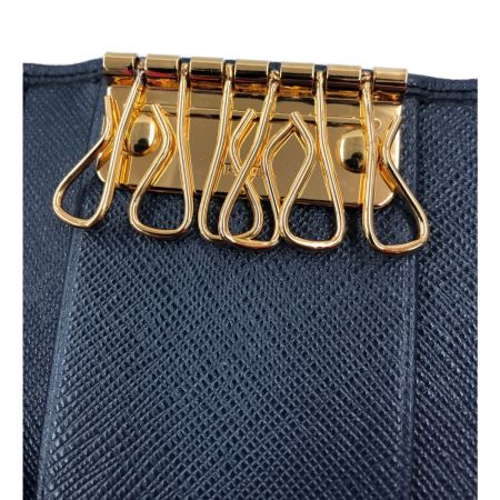  PRADA プラダ 6連キーケース リボンモチーフ サフィアーノ・フィオッコ  ネイビー