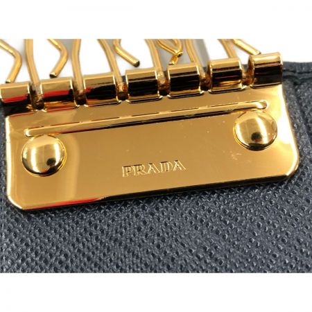  PRADA プラダ 6連キーケース リボンモチーフ サフィアーノ・フィオッコ  ネイビー