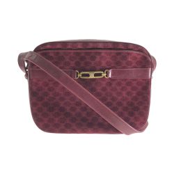 〇〇 CELINE セリーヌ マカダム ショルダーバッグ レッド Bランク