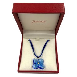 〇〇 Baccarat バカラ クリスタルガラス オルテンシア クリスタルガラス K18 750刻印 ネックレス ブルー Bランク