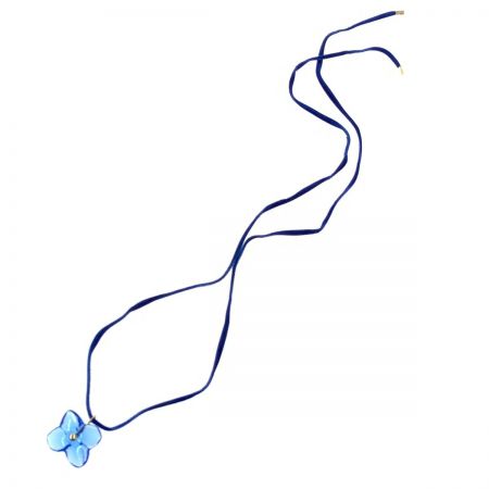  Baccarat バカラ クリスタルガラス オルテンシア クリスタルガラス K18 750刻印 ネックレス ブルー