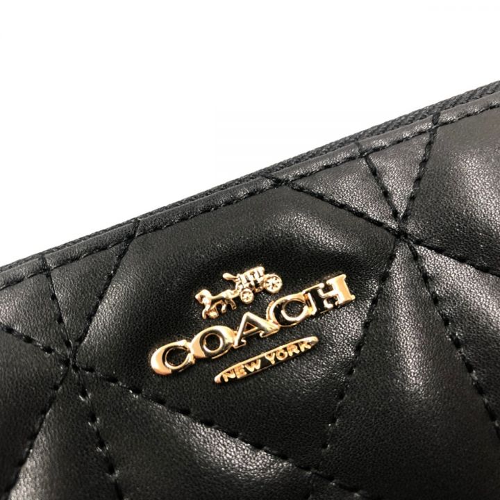 COACH コーチ キルテッド レザー アコーディオン ジップ アラウンド 長財布 F53637 ブラック｜中古｜なんでもリサイクルビッグバン