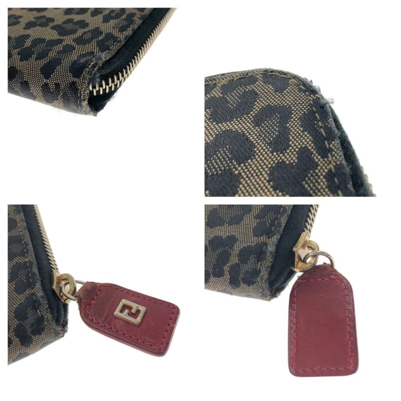 中古】 FENDI フェンディ レオパード ヒョウ 柄 ラウンドファスナー 長