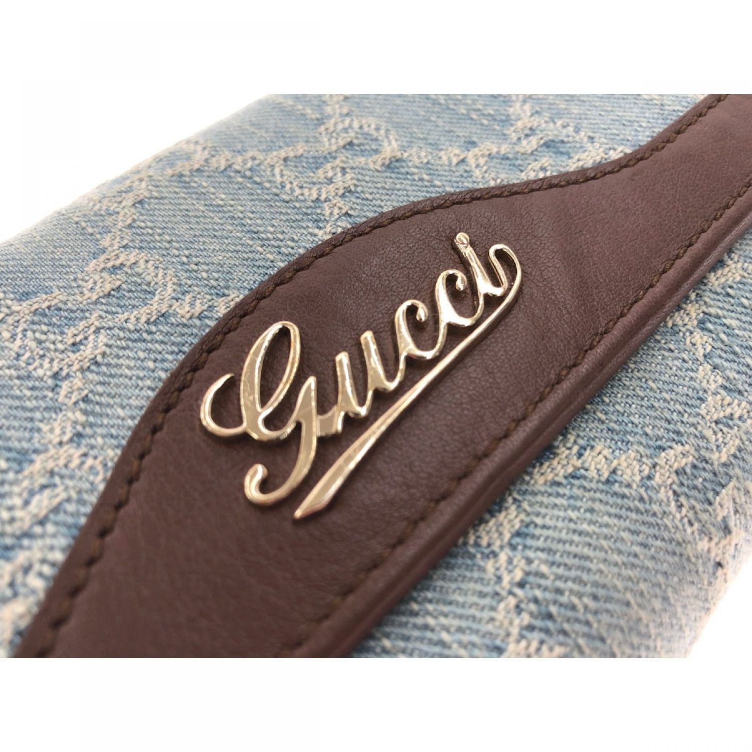 中古】 GUCCI グッチ GGデニム 282411 ブラウン x ブルー Bランク