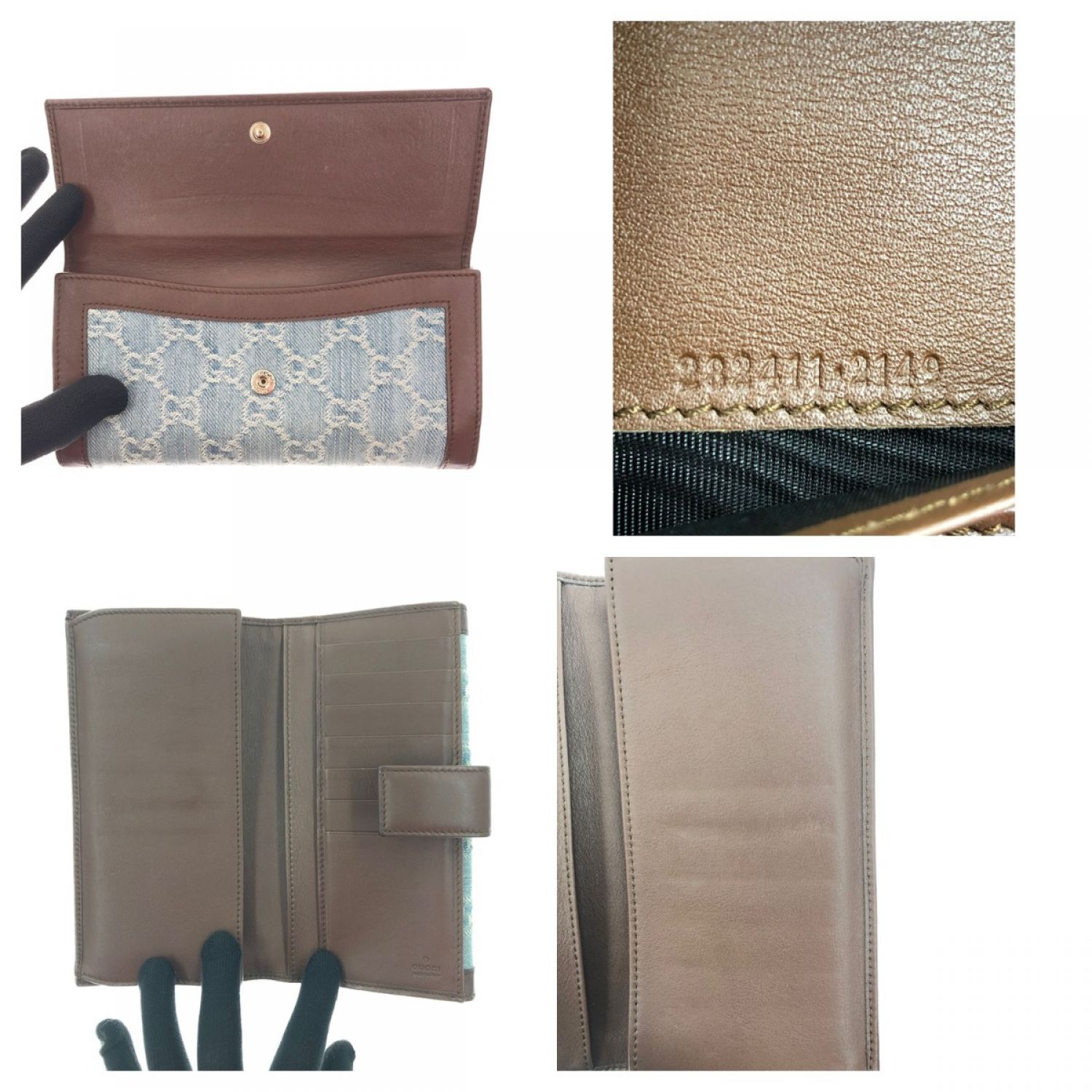 中古】 GUCCI グッチ GGデニム 282411 ブラウン x ブルー Bランク