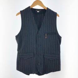 〇〇 WEST RIDE ウエストライド メンズ ベスト サイズ38 ブラック×ホワイト ウォバッシュストライプ Bランク