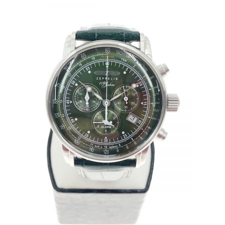  Zeppelin ツェッペリン 100周年記念 限定モデル クロノグラフ 腕時計 8680-4 グリーン 日本限定カラー