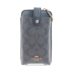 〇〇 COACH コーチ シグネチャー スマホケース チェーン ショルダーバッグ C7397 ブラウン Bランク