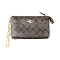 〇〇 COACH コーチ シグネチャー チェーン ポーチ ハンドバッグ  F88035 ブラウン Bランク