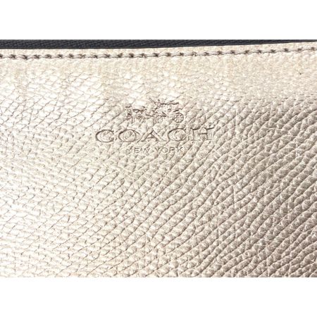  COACH コーチ クロスグレイン レザー コーナー ジップ リストレット  小物入れ ポーチ F54626 ゴールド