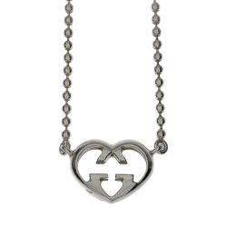〇〇 GUCCI グッチ インターロッキングG ハート ペンダント ネックレス シルバー Bランク